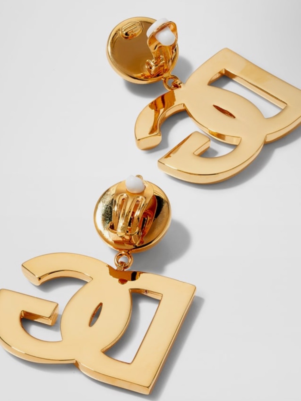 Dolce & Gabbana Shiny Gold DG Drop Clip-On Earrings - Picture 4 of 5
